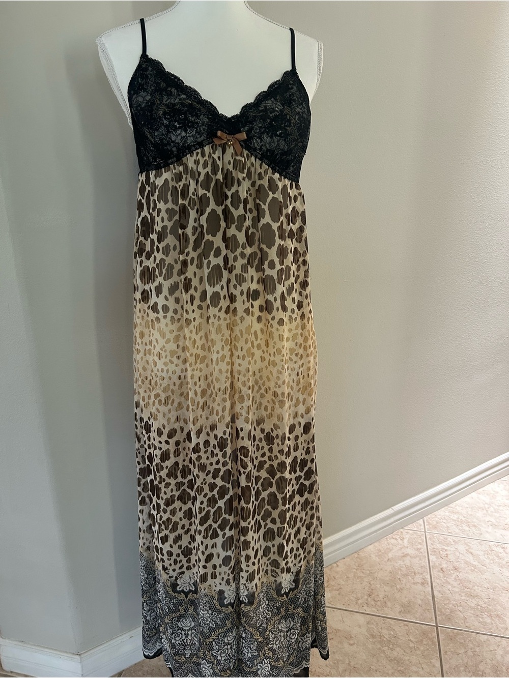 In Bloom by Jonquil Animal Print Lace Top Nightgown - Picture 2 of 9